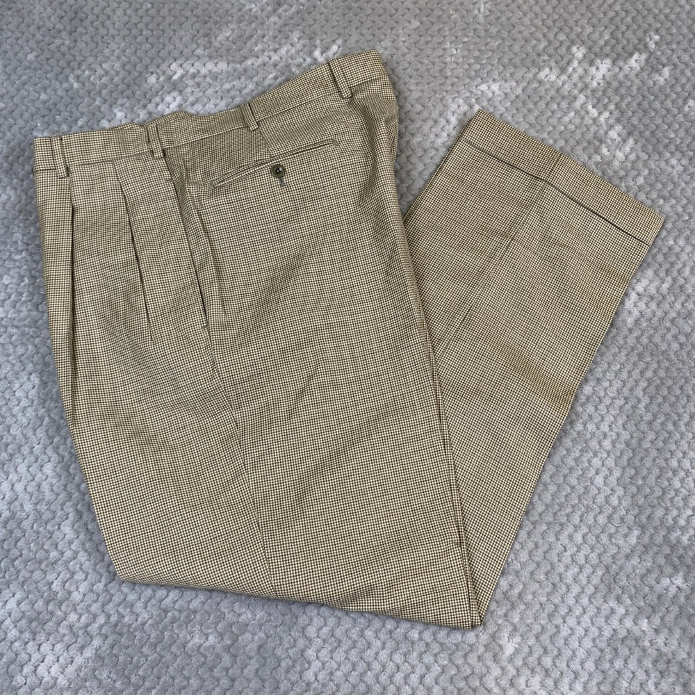 Incotex Venezia 1951 Dress Pants Mens 36 Wool Houndstooth Pleated Italy